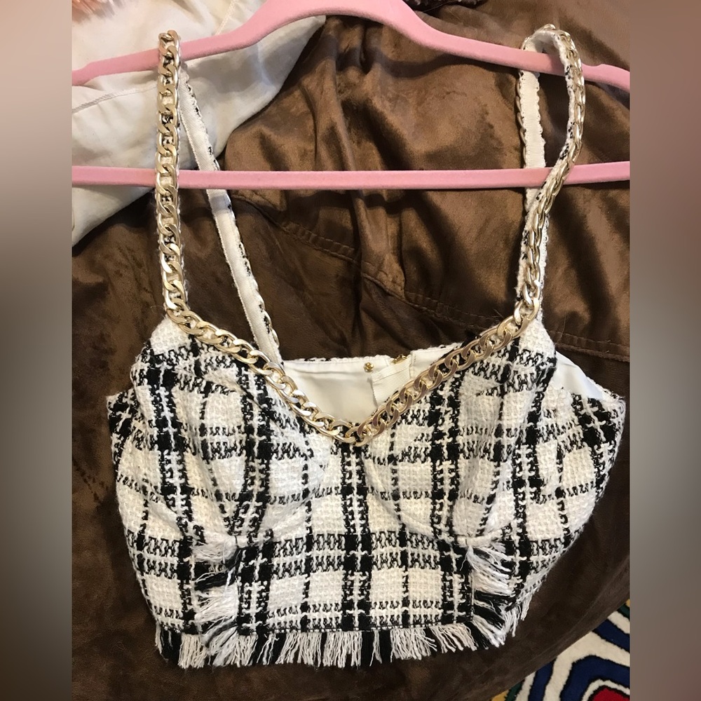 Nbd Mariska Bustier Top in White & Black - Picture 3 of 5